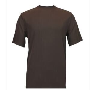 New LOG-IN UOMO Men's Short Sleeve Ribbed Knit Mock Neck Tee Shirt 218 Brown L